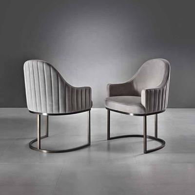 China Luxury Velvet Dining Chairs Customized Modern Style Metal Stainless Steel Upholstery Velvet Armchair Chair for sale