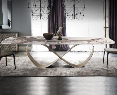 China Stainless Steel Modern Luxury Marble Leg Table Restaurant Marble Dining Table Rectangular Dining Table for sale