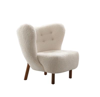 China PETRA lounge chair new designer living room furniture teddy fabric small teddy fabric leisure chair modern nordic white wood legs black for sale