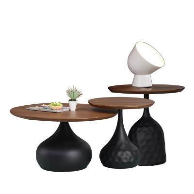 China Living room wooden table coffee table metal wood leg in the running set of 3 pieces coffee table side wholesale for sale