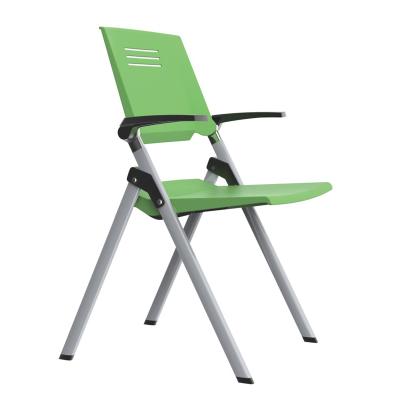 China Modern Foldable Conference Chair Ergonomic Folding Plastic Office Chair Plastic Metal Without Wheels Office Chair for sale