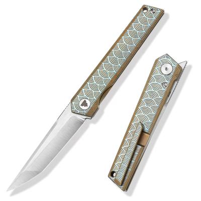 China Slide Open New Design Bohler M390 Powder Stainless Steel Blade Folding Knives Slim Camping Hunting Titanium Handle Foldable Pocket Knife for sale