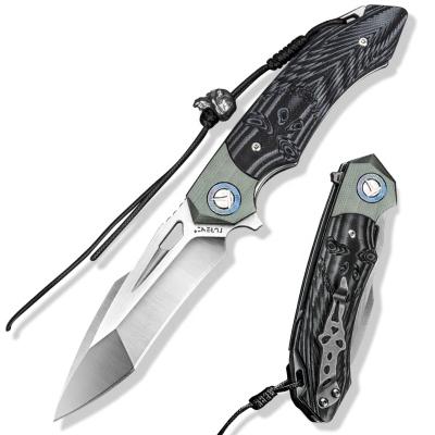 China Slide Damascus Handle EDC Open Titanium Steel Folding Knives With Clip Pocket Knife For Men Survival Outdoor Camping for sale