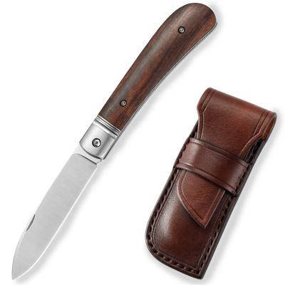 China TRIVISA Slide M390 Blade Tactical Ironwood Folding Knife And Sheath Pocket Knives EDC Open Handle Traditional Titanium for sale