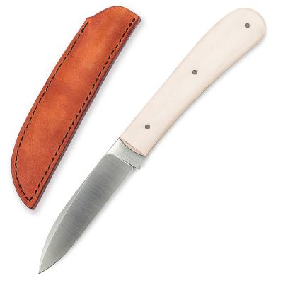 China Tang Micarta Handle Outdoor Fixed Full Slide M390 Blade Steel Open Camping Hunting Combat Survival Paring Knife With Leather Sheath for sale