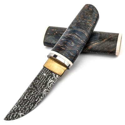 China Hot Sale Slide Open Style Nicholls Damascus Style Wood Handle Outdoor Camping Japanese Steel Tactical Stabilized Hunting Knife for sale