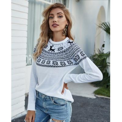 China Anti-pilling Knitted Contrast Color Jumper Ugly Women Christmas Loose Casual Sweater for sale