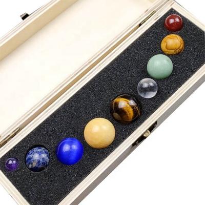 China Natural China Gemstone Nine Spheres Planet Crystal Ball Healing Stones Set Box for sale