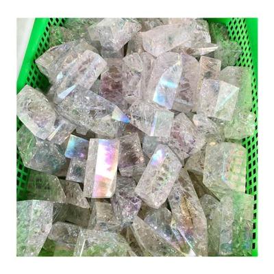 China China Natural Gemstone Healing Angel Aura Quartz Rainbow Split Cube Crystal Freeforms for sale