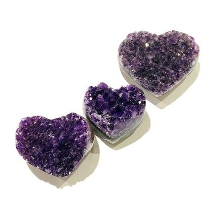 China Wholesale Heart Geode China Natural Amethyst Crystal Cluster For Healing for sale