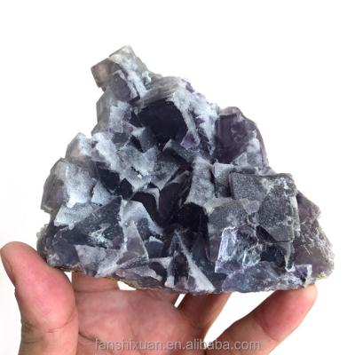 China Wholesale Natural Raw Purple Fluorite Rock China Quartz Stone Groups Fluorite Crystal Specimen For Healing for sale