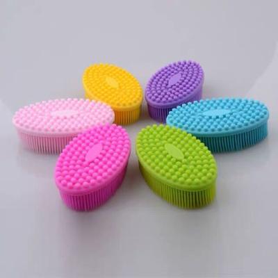 China Traning high quality soft silicone brush/pink color massage brush/baby bath silicone massage brush for sale