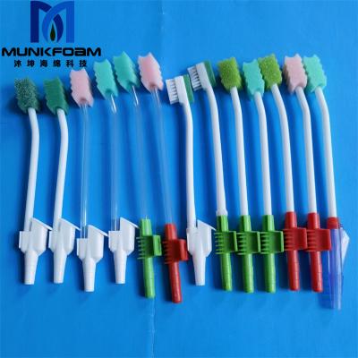 China Plastic+sponge Munkcare Disposable Suction Care Oral Swab Sponge Toothbrush For ICU Patient Unconscious Suction Swab for sale