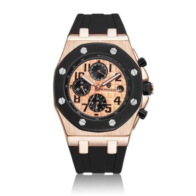 China Wholesale KIMSDUN Automatic Date Men's Watch Waterproof Multifunctional Silicone Three-eye Automatic Mechanical Watch for sale