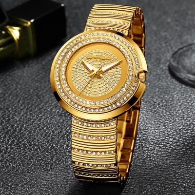 China CRRJU 2206 Automatic Date Women's Quartz Wristwatches Casual Rhinestone Stainless Steel Band Analog Clock for sale