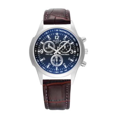 China Yazole 271 China Factory Automatic Date Wristwatch Men Wholesale OEM Logo Custom Watch Men Leather Watch for sale