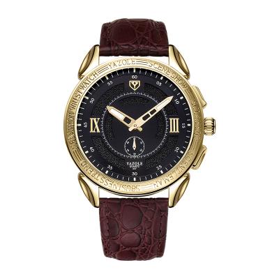 China Yazole 437 China Factory Automatic Date Wristwatch Men Wholesale OEM Logo Custom Watch Men Leather Watch for sale