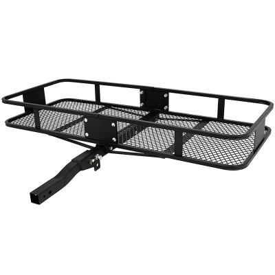 China 2 Inch Steel Heavy Duty Folding Receiver Hitch Cargo Rack Carrier Luggage Basket Fold Up 500 Pounds Capacity, 60 Inches X .25 - Black for sale