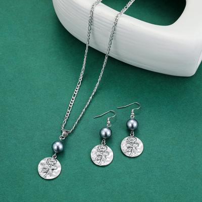 China 18k Stainless Steel 316 Jewelry Hard Rose Fashion Jewelry Pearls Necklaces Earings Set for sale