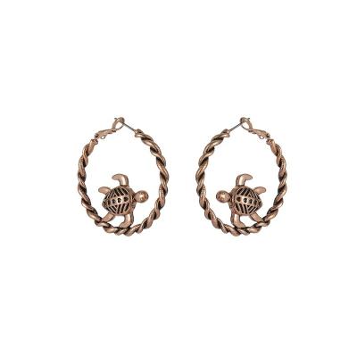 China Women's Hard Circular Gold Copper Jewelry Fashion Hawaiian C-Shaped Earrings for sale