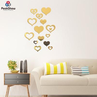 China Wall Style Art Decor Cute Heart Shape Decorative Acrylic Mirror Anti-impact Perspex Mirror Desk Single Layer Acrylic Panel for sale