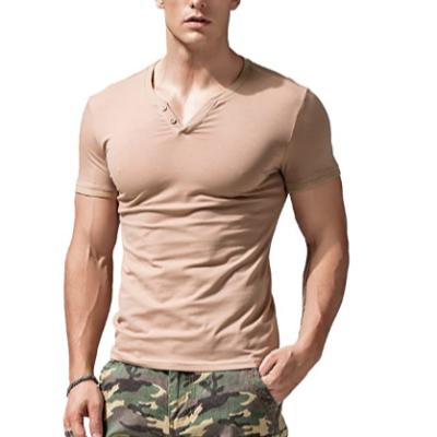 China Men's Bamboo V-Neck Style Fit Casual Short Stretch Slim Base Wholesale Bamboo QUICK DRY Men's Soft T-Shirt for sale