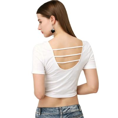 China 2019 New Cotton Women's T-shirt Round Neck Solid Color Slim White Tight Half Sleeve Short Sleeved Anti-Shrink Women's Top Back Upper Bamboo Clot for sale