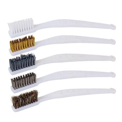 China 5pcs Metal Brush Buffing Polishing Steel Wire/Steel Brushes/Brass Nylon Mini Wire Brush Set for sale