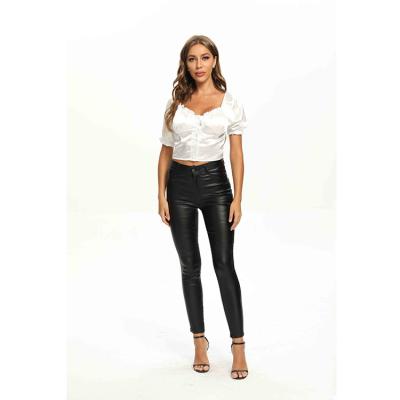 China Anti-Wrinkle 2021 New Styles Fashion Women Casual Pants Full Length Leather Pants For Ladies for sale