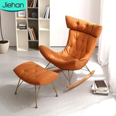 China High quality adult modern simple luxury leisure lounge recliner extended leather rocking chair for sale