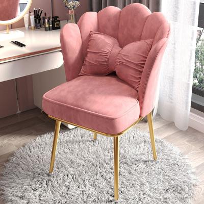 China Selling new luxury porcelain home dining room furniture chairs bedroom living room modern simple nordic warm velvet luxury pink makeup chair for sale