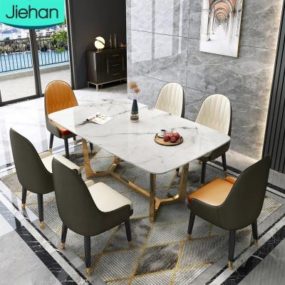 China New Design Family Style Dining Room Furniture Luxury Italian Marble Dining Table (Other) Luxury Adjustable Dining Room Set With 6 Chairs for sale