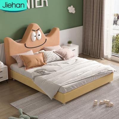 China European Rounded Corner Kid's Bedroom Wooden Patterns Upholstered Single House Children Kids Bed for sale