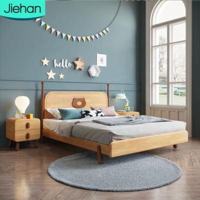 China Safety and cute simple bedroom furniture home bed children's modern solid wood wooden frame for sale