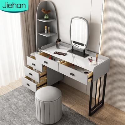 China (Other) Nordic Luxury Adjustable Bedroom Girls Storage Led Light Makeup Dressing Table Designs With Mirror for sale