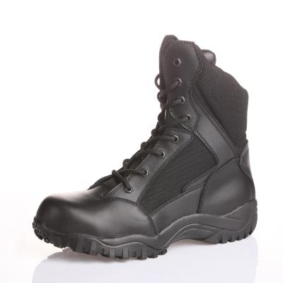 China Brand Steel Leather Police Black Toe Tactical Boots, Cheap Lace Up Military Long Army Boot Wholesale FD8204 for sale