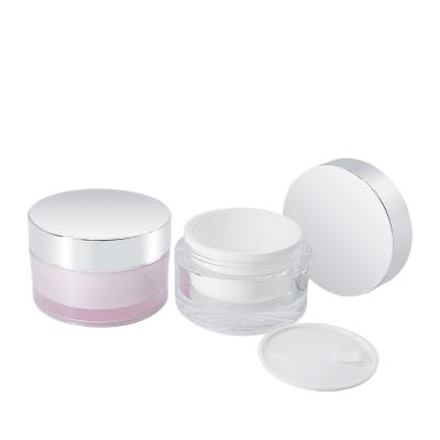 China Customized Color 100g UKC03 Flat Surface Acrylic Cream Waterproof Lid Wide-mouth Cosmetic Jar Cosmetic Packaging for sale