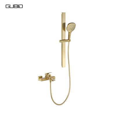 China With Slide Bar UPC Gold Wall Mounted Full Bath Brass Shower Faucet Set Wholesale Concealed Single Handle Shower Faucet for sale