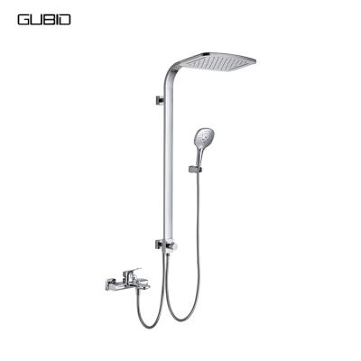 China With Sliding Bar Chrome Bathroom Set Brass Shower Brushed Nickel 3 Function Rain Shower Sets Shower Faucets for sale