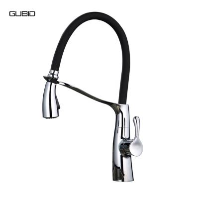 China Pull Out Spray Silicone Tube Spout Flexible Pull Down Kitchen Sink Mixer Tap Faucets Polished Chrome Modern Kitchen Water Taps for sale