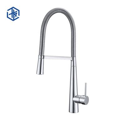 China Flexible Modern Long Neck Luxury Spring Pull Down Kitchen Sink Mixer Tap Faucets for sale