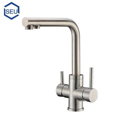 China Modern Double Lever 3 Way Kitchen Sink Mixer Tap for sale