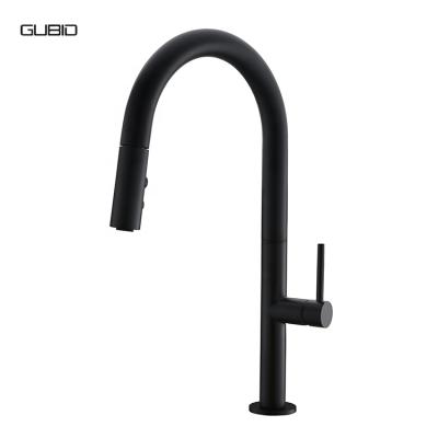 China Pull Out Cupc 304 Modern Matte Black Spray Stainless Steel Brass Pull Out Hot And Cold Water Deck Mounted Single Handle Kitchen Sink Faucets for sale