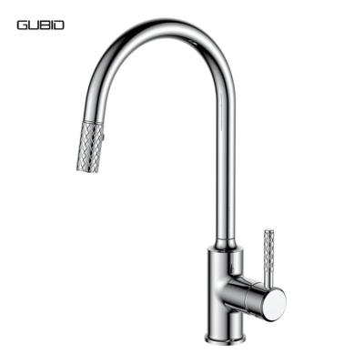 China Pull Out Spray Cupc Deck Mounted Modern Chrome Pull Out Single Handle Hot And Cold Water Splash Kitchen Sink Faucets for sale