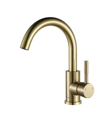 China Cupc NSF 304 Stainless Steel Gold Modern Luxury Brushed Deck Mounted Single Handle Hot Water Single Cold And Kitchen Sink Faucets for sale