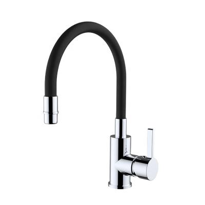 China Modern Long Neck Colored Flexible Pull Down Kitchen Sink Mixer Taps for sale