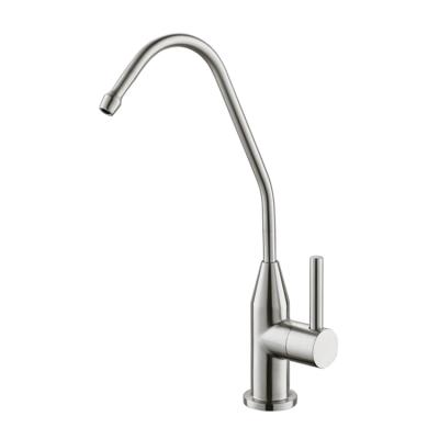 China Building Material Supply SUS304 Food Grade Kitchen Deck Mount Modern Cold Drinking Water Faucet Purified Faucet With Goose Bend Spout for sale