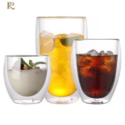 China Sustainable Eco-Friendly Egg Shaped Beer Juice Cup Borosilicate Glass Coffee Mug Double Wall Glass Mug for sale