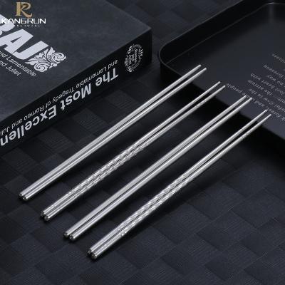 China Viable Wholesale Reusable Mirror Stainless Steel 201 304 Polish Set Metal Chopsticks for sale