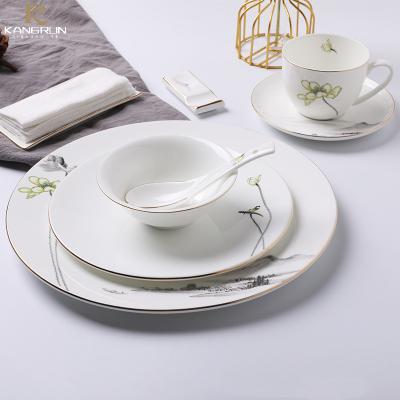 China Promotional Wholesale Promotional Luxury Wholesale Dinnerware Set Dinnerware Ceramic Blue Porcelain Dinnerware Sets for sale